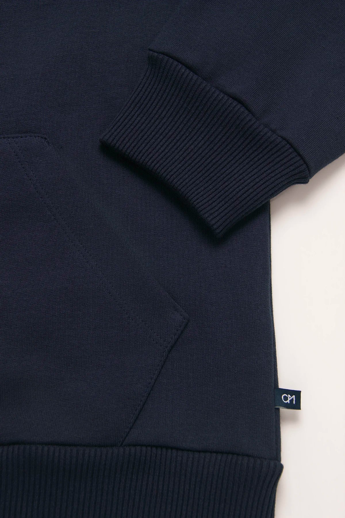 Buzo Perchado Half Zip Algodón Azul Oscuro